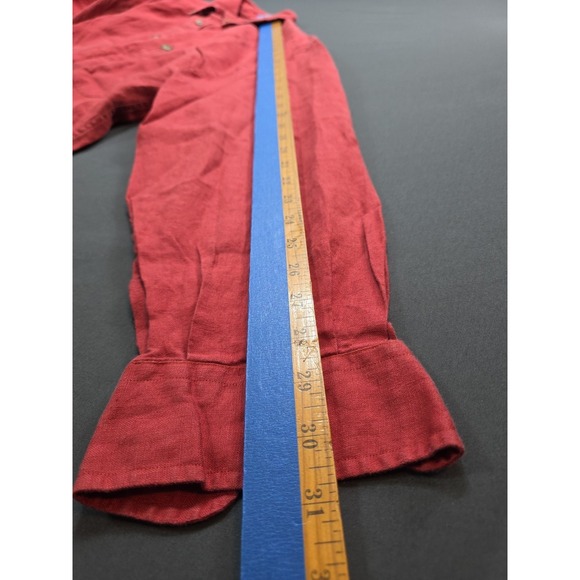 Faconnable 100% Linen Button Down Shirt Men's L  Coral Long Sleeve Shirt... - Picture 6 of 8